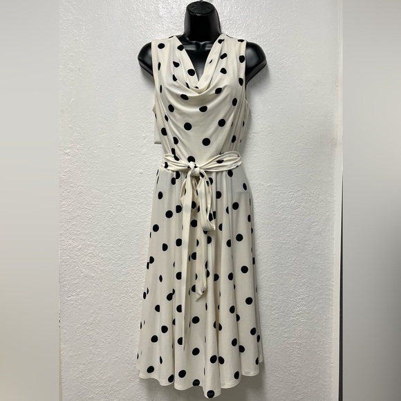 Dresses & Skirts - Lauren Ralph Lauren cream and black polka dot dress size 6